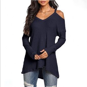 Waffle Knit Cold Shoulder